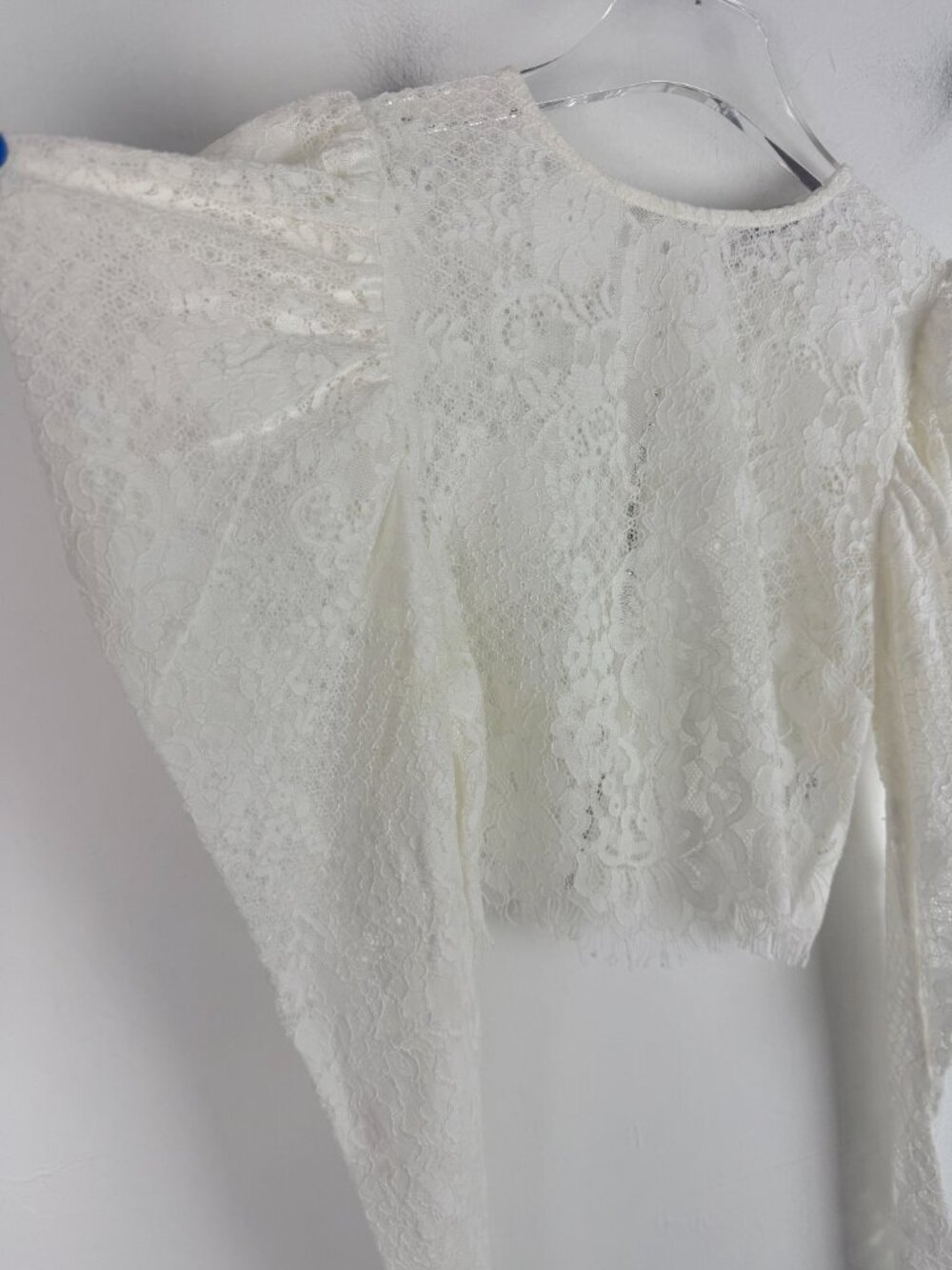 NWOT Naked Wardrobe The Statement Puff Sleeve Lace Crop Top Size Small S NEW - Picture 6 of 10